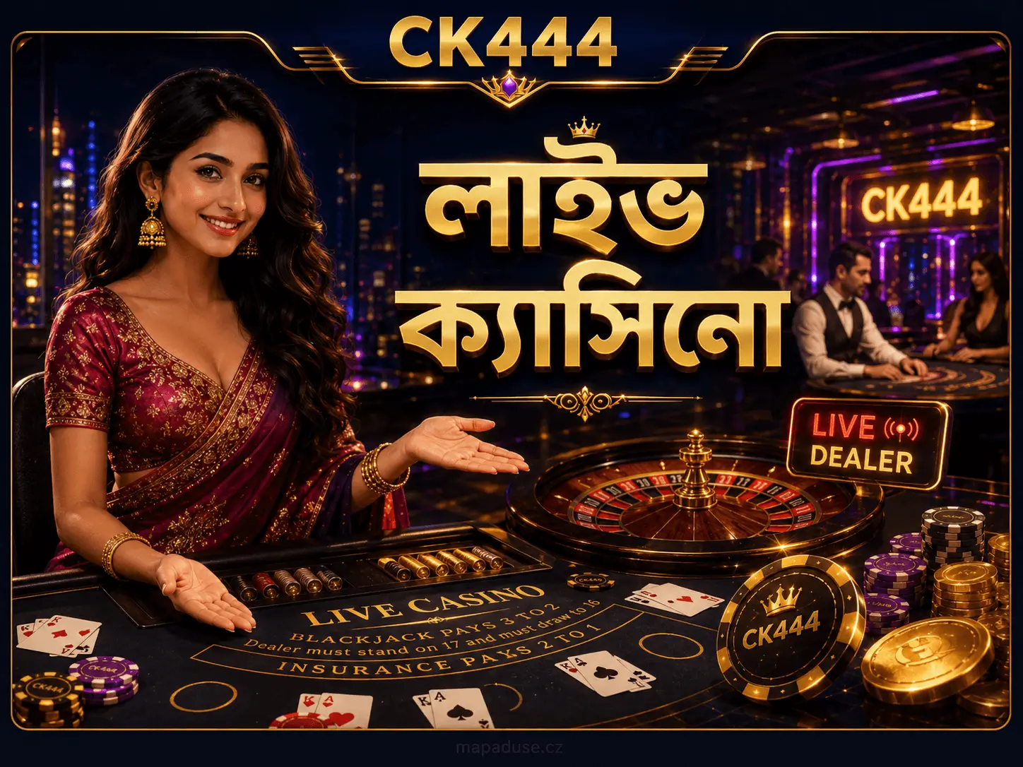 CK444 Live Casino category with live dealer roulette tables — mapaduse.cz
